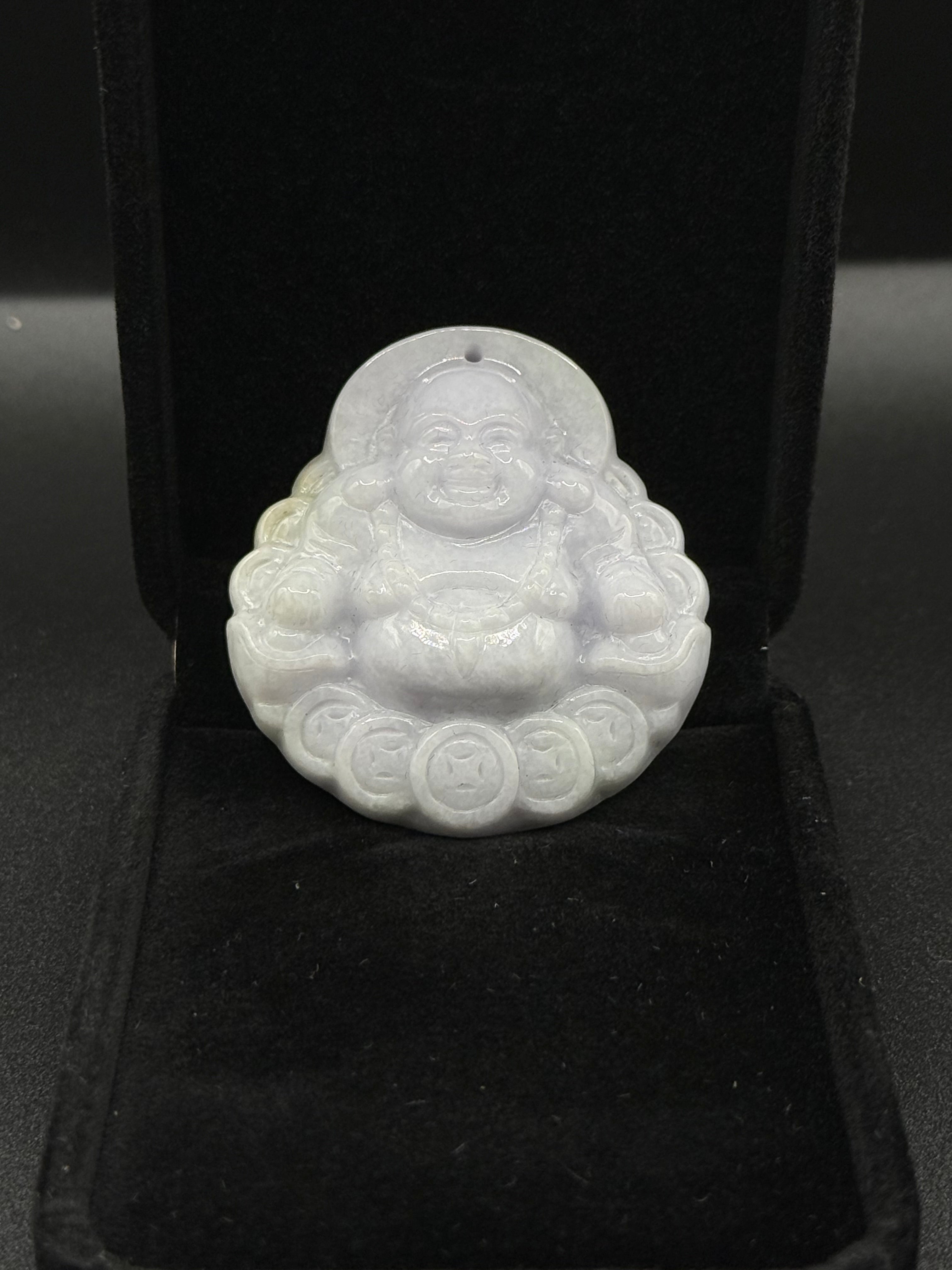 Tri Tone Laughing Buddha With Coins Jade Pendant
